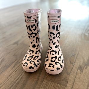 Hunter first classic pink leopard rain boot size 12
